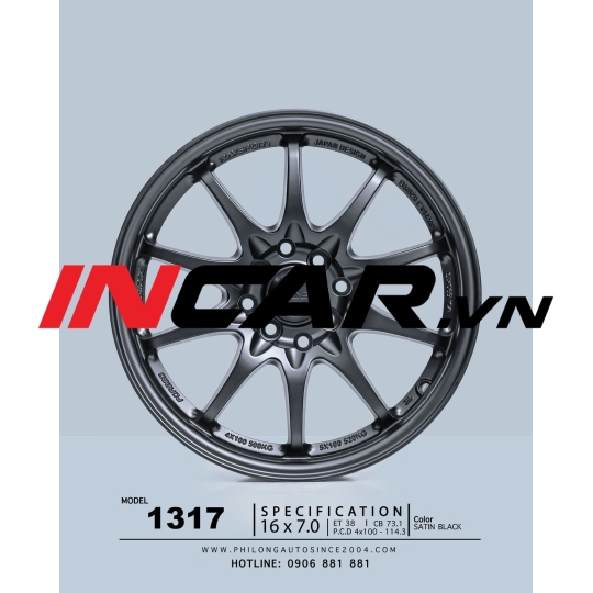 MÂM MẪU RAYS 1317 SATIN BLACK 16″