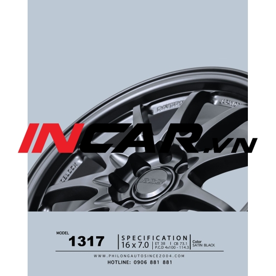 MÂM MẪU RAYS 1317 SATIN BLACK 16″