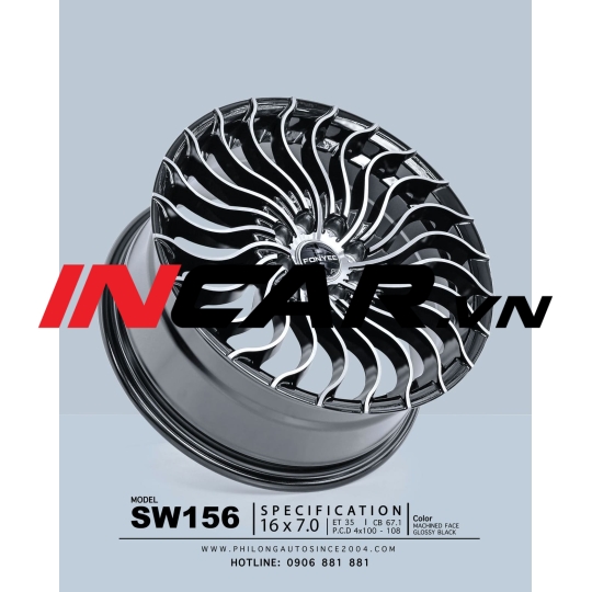 MÂM MẪU SW156 MACHINED FACE GLOSSY BLACK 16″