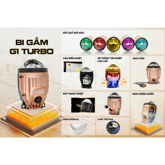 Đèn bi gầm VF3 GTR G1 Turbo ( Tích hợp mắt quỷ )