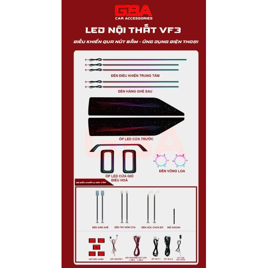 Led nội thất theo xe VF3 ( Hoa văn thiên hà )