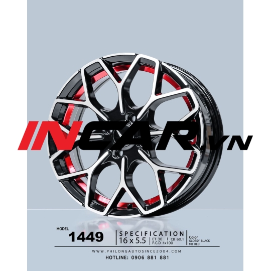 MÂM MẪU 1449 GLOSSY BLACK MB RED 16″