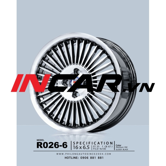 MÂM MẪU R026-6 CNC GLOSSY BLACK 16″