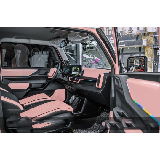 Nội thất da VF3 ( Phối màu đen hồng )