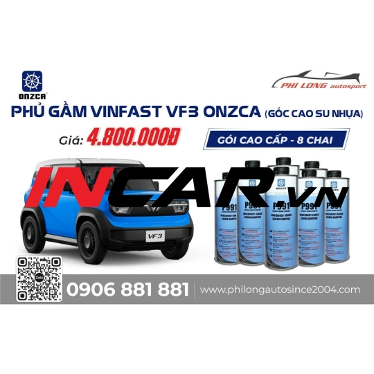 PHỦ GẦM VINFAST VF3 – ONZCA GÓI CAO CẤP (GỐC CAO SU NHỰA)
